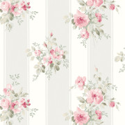 Papier peint intissé Celestia large rayure floral rose et beige - Alice et Rose - Lutèce - VI80901