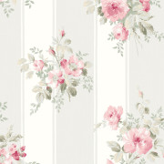 Papier peint intissé Celestia large rayure floral rose et beige - Alice et Rose - Lutèce - VI80901