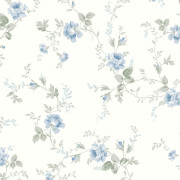 Papier peint intissé Audette rinceaux fleuris bleu porcelaine - Alice et Rose - Lutèce - VI80602