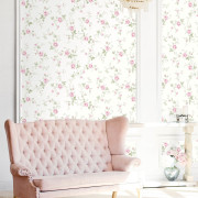 Papier peint intissé Audette rinceaux fleuris rose vert - Alice et Rose - Lutèce - VI80601