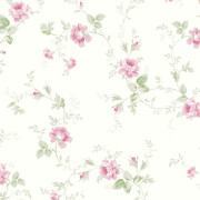 Papier peint intissé Audette rinceaux fleuris rose vert - Alice et Rose - Lutèce - VI80601