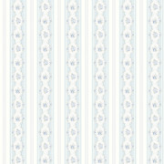 Papier peint intissé Mirabelle rayure et médaillon de roses bleu - Alice et Rose - Lutèce - VI80502
