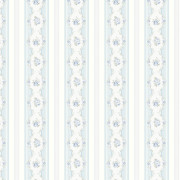 Papier peint intissé Mirabelle rayure et médaillon de roses bleu - Alice et Rose - Lutèce - VI80502