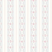 Papier peint intissé Mirabelle rayure et médaillon de roses - Alice et Rose - Lutèce - VI80501