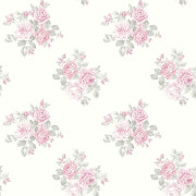 Papier peint intissé Rosalie bouquet de rose parme - Alice et Rose - Lutèce - VI80011