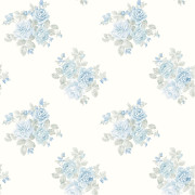 Papier peint intissé Rosalie bouquet de rose bleu blanc - Alice et Rose - Lutèce - VI80002