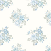 Papier peint intissé Rosalie bouquet de rose bleu blanc - Alice et Rose - Lutèce - VI80002