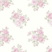 Papier peint intissé Rosalie bouquet de rose vert blanc - Alice et Rose - Lutèce - VI80001
