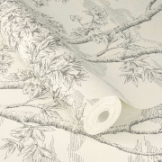 Papier peint vinyle sur intissé Forêt Toile de Jouy gris anthracite et écru - Sélection - Rasch - 581607