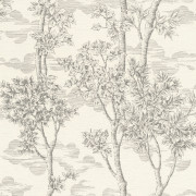 Papier peint vinyle sur intissé Forêt Toile de Jouy gris anthracite et écru - Sélection - Rasch - 581607