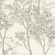 Papier peint vinyle sur intissé Forêt Toile de Jouy gris anthracite et écru - Sélection - Rasch - 581607