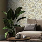 Papier peint vinyle sur intissé Palmier Graphique ocre beige gris anthracite - Sélection - Rasch - 693201