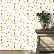 Papier peint vinyle sur intissé Graphic Art Déco rose vert ocre - Sélection - Rasch - 795271