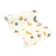 Papier peint vinyle sur intissé Graphic Art Déco rose vert ocre - Sélection - Rasch - 795271