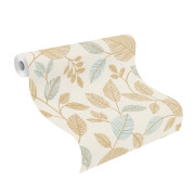 Papier peint Expansé sur intissé Feuilles d'Automne bleu ocre - Sélection Relief Toison - Rasch - 582710