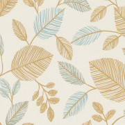 Papier peint Expansé sur intissé Feuilles d'Automne bleu ocre - Sélection Relief Toison - Rasch - 582710