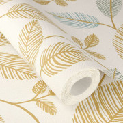 Papier peint Expansé sur intissé Feuilles d'Automne bleu ocre - Sélection Relief Toison - Rasch - 582710