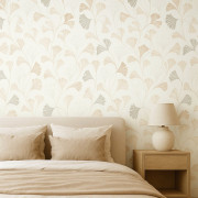 Papier peint Expansé sur intissé Feuilles Ginkgo d'Automne beige taupe - Sélection - Rasch - 581515