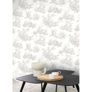 Papier Peint intissé Scène d'été gris perle - LES BELLES TOILES DE JOUY 2 - Casadeco - BTJD87919103