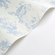 Papier Peint intissé Scène d'été bleu porcelaine - LES BELLES TOILES DE JOUY 2 - Casadeco - BTJD87916217
