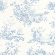 Papier Peint intissé Scène d'été bleu porcelaine - LES BELLES TOILES DE JOUY 2 - Casadeco - BTJD87916217