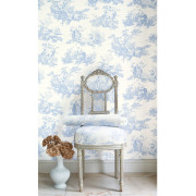 Papier Peint intissé Scène d'été bleu porcelaine - LES BELLES TOILES DE JOUY 2 - Casadeco - BTJD87916217
