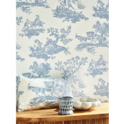 Tissu Cadence bleu porcelaine - LES BELLES TOILES DE JOUY 2 - Casadeco - BTJD201776389