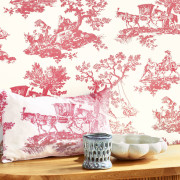 Tissu Cadence rouge grenat - LES BELLES TOILES DE JOUY 2 - Casadeco - BTJD201778510