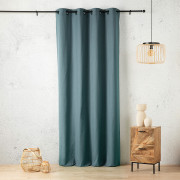 Rideau voilage à œillets Toile Aspect Lin bleu denim - 135x260cm - Linder - 517-44-375