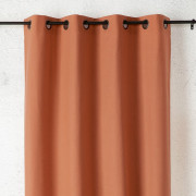 Rideau voilage à œillets Toile Aspect Lin marron rouille - 135x260cm - Linder - 517-55-375