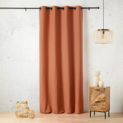 Rideau voilage à œillets Toile Aspect Lin marron rouille - 135x260cm - Linder - 517-55-375