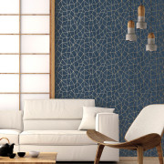 Papier peint intissé Prisme bleu et or - Spécial FX 2 - Lutèce - G68082