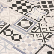 Sol PVC - Vedra 598 carrelage rétro noir, bleu et blanc - Bingo - Essential - IVC - rouleau 2M
