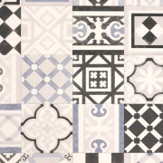 Sol PVC - Vedra 598 carrelage rétro noir, bleu et blanc - Bingo - Essential - IVC - rouleau 2M