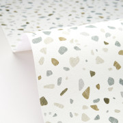 Papier peint intissé Granito Terrazzo vert - Kitchen Box - Caselio - KBO106890772