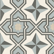 Sol PVC - Lucia 574 - Carreaux de ciment bleu noir écru - Bingo Stone - IVC - rouleau 4M