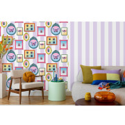 Papier peint vinyle sur intissé Rayures pastel mauve blanc - Illusion - Ugépa - A83716