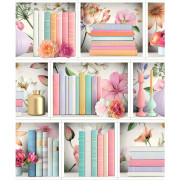 Papier peint vinyle sur intissé Bibliothèque Étagère Florale blanc - Illusion - Ugépa - M89010