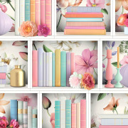 Papier peint vinyle sur intissé Bibliothèque Étagère Florale blanc - Illusion - Ugépa - M89010