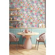 Papier peint vinyle sur intissé Fleurs All Over bleu doux - Illusion - Ugépa - M88801