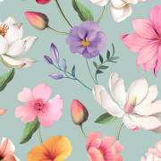 Papier peint vinyle sur intissé Fleurs All Over bleu doux - Illusion - Ugépa - M88801