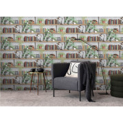 Papier peint vinyle sur intissé Trompe l'œil bibliothèque et feuillages - Illusion - Ugépa - M89609