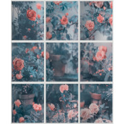 Papier peint vinyle sur intissé Trompe l'œil Fleur Verrière Roseraie bleu - Illusion - Ugépa - M89901