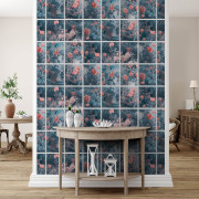 Papier peint vinyle sur intissé Trompe l'œil Fleur Verrière Roseraie bleu - Illusion - Ugépa - M89901