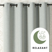 Rideau à œillets vertus apaisantes Relax CBD vert sauge - 140x260cm - Linder - 526-80-375