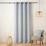 Rideau voilage à œillets Palermo bleu Tyrrhénien blanc cassé - 140x260cm - Linder - 1171-45-375