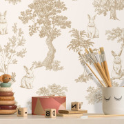 Papier peint intissé Toile de Jouy Lapin beige - Sweet Dreams - Ugépa - N07107