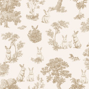 Papier peint intissé Toile de Jouy Lapin beige - Sweet Dreams - Ugépa - N07107