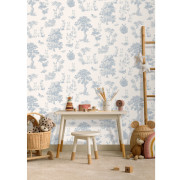 Papier peint intissé Toile de Jouy Lapin bleu - Sweet Dreams - Ugépa - N07101
