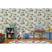 Papier peint intissé BTP Tracteur Lapin gris - Sweet Dreams - Ugépa - N06909